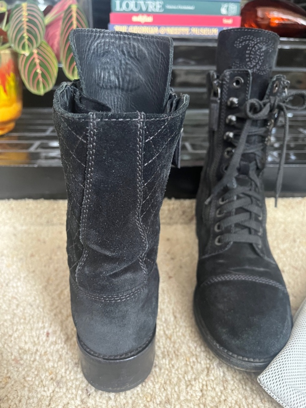 CHANEL Black Suede combat  Boots - Picture 5 of 14
